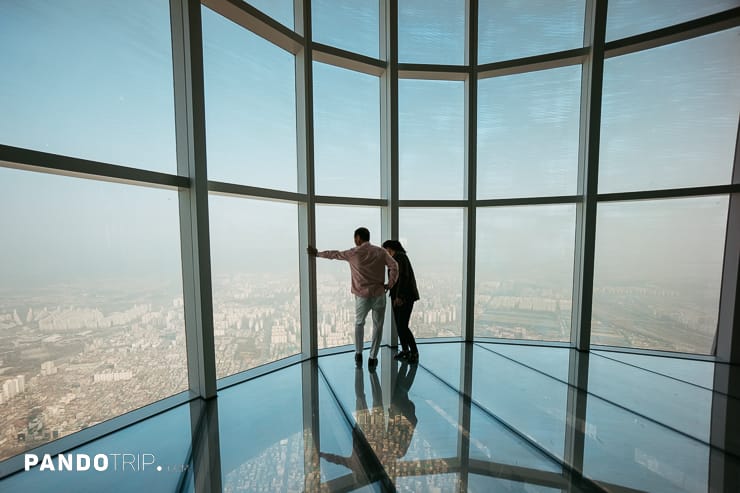 The Seoul Sky glass-floor observation deck in Lotte World Tower