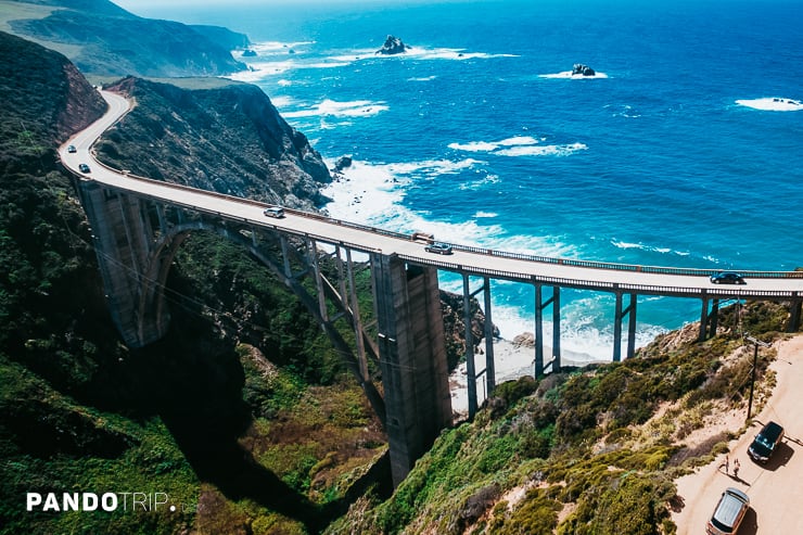 Bixby Bridge and Pacific Ocean, US
