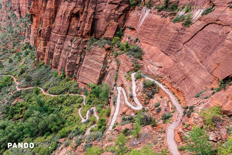 Switchback hiking trail leading up to Angel's Landing in Zion National Park