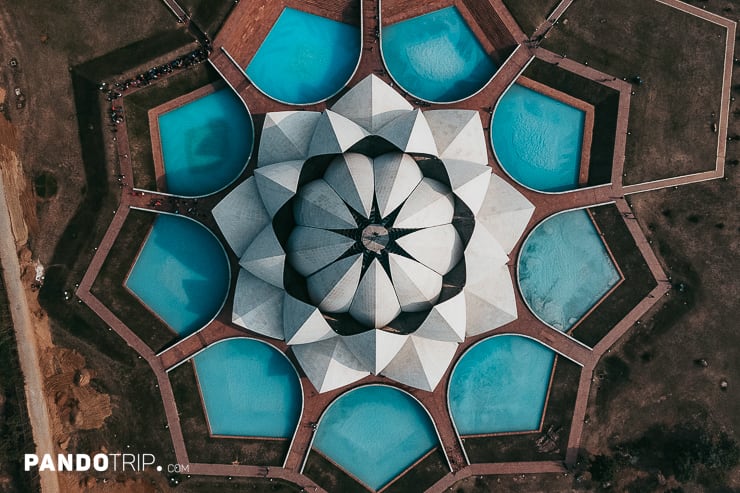 Top view of Lotus Temple in India