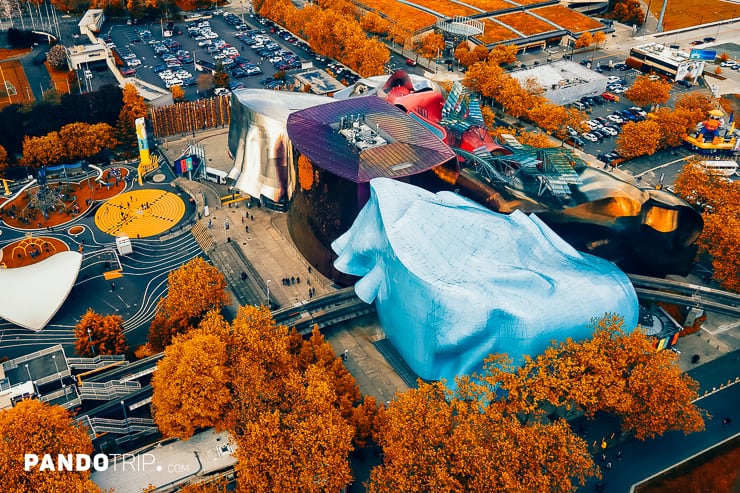 Aerial view of Museum of Pop Culture, Seattle