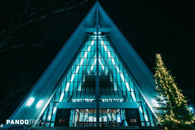 Arctic Cathedral in Tromso during Christmas