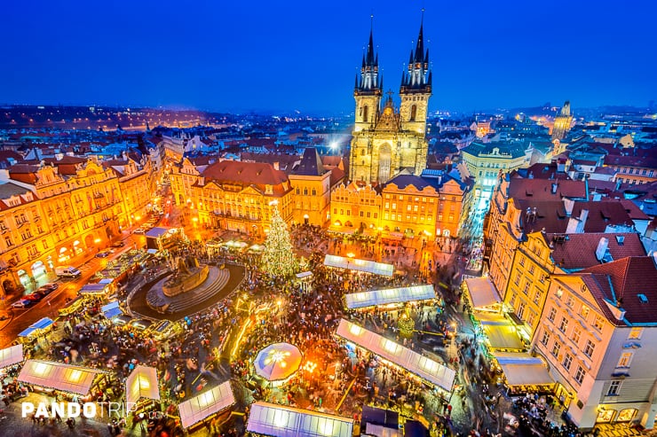 Christmas Tree and Christmas market in Prague