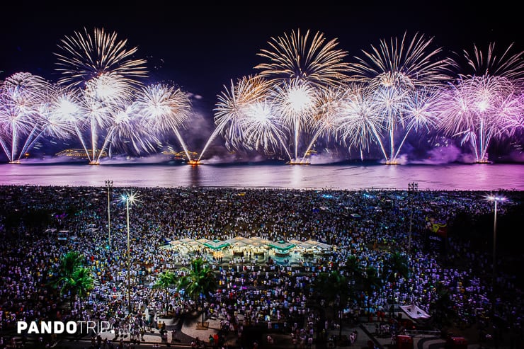 Fireworks at Copacabana Beach, Rio de Janeiro, Brazil