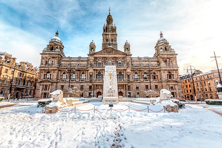 George Square and the Glasgow City Council in winter