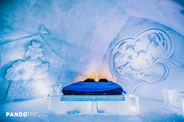 A room at Ice Hotel Quebec City