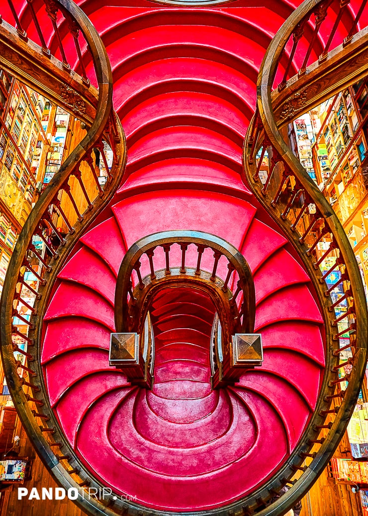 Famous staircases at bookstore in Porto