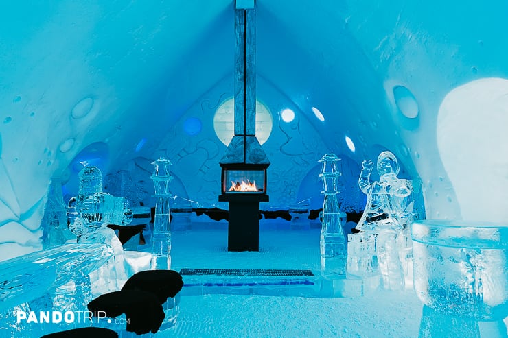 Fireplace in Ice Hotel Quebec City