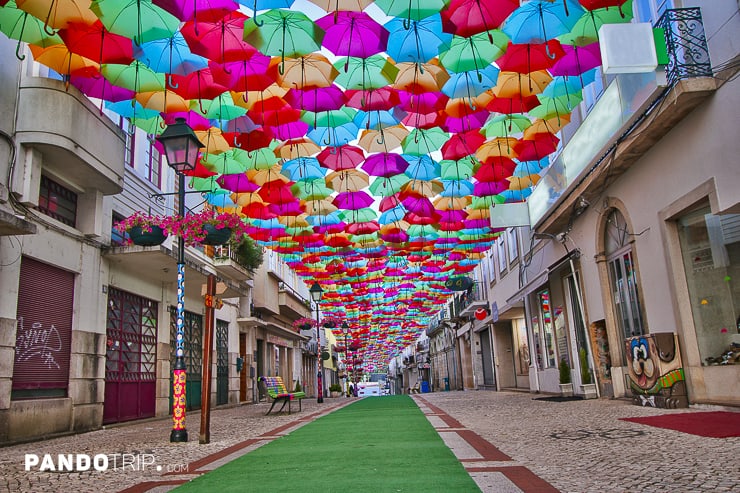 Umbrella Street in Agueda, Portugal