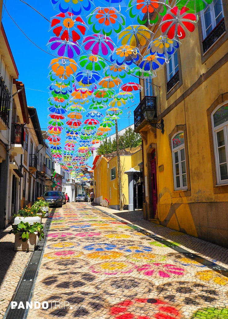 Umbrella Street in Agueda, Portugal