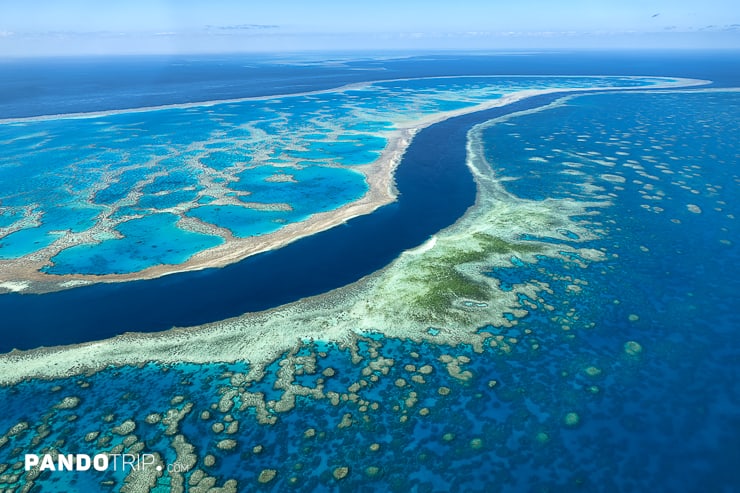 Aerial view of Great Barrier Reef, Whitsundays, Australia