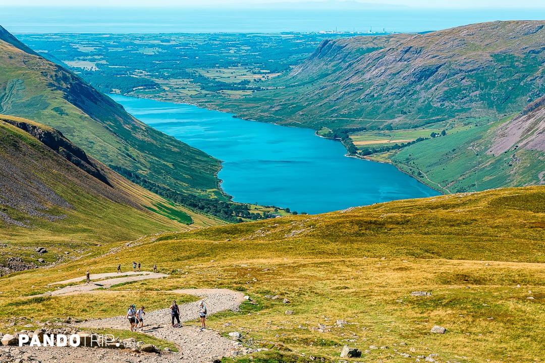 Wastwater from the hiking trail climbing Scafell Pike in Lake District