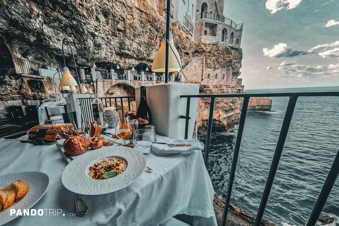POV dining at Grotta Palazzese, Italy