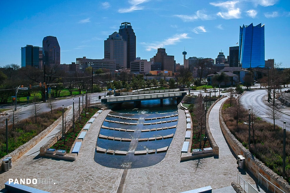 Aerial view of San Pedro Creek Cultural Park