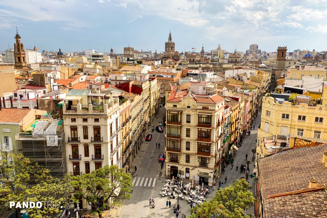 Aerial view over Valencia's historic center