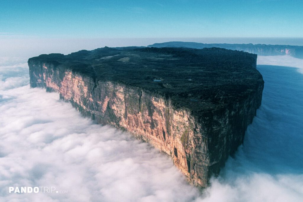 Isolated Aerial View of Mount Roraima Surrounded by Clouds
