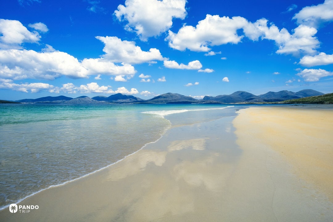 Calm evening light on the sands and shallow water at Luskentyre.