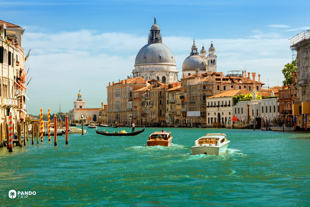 Basilica di Santa Maria della Salute on the Grand Canal in Venice, part of the Venetian Lagoon